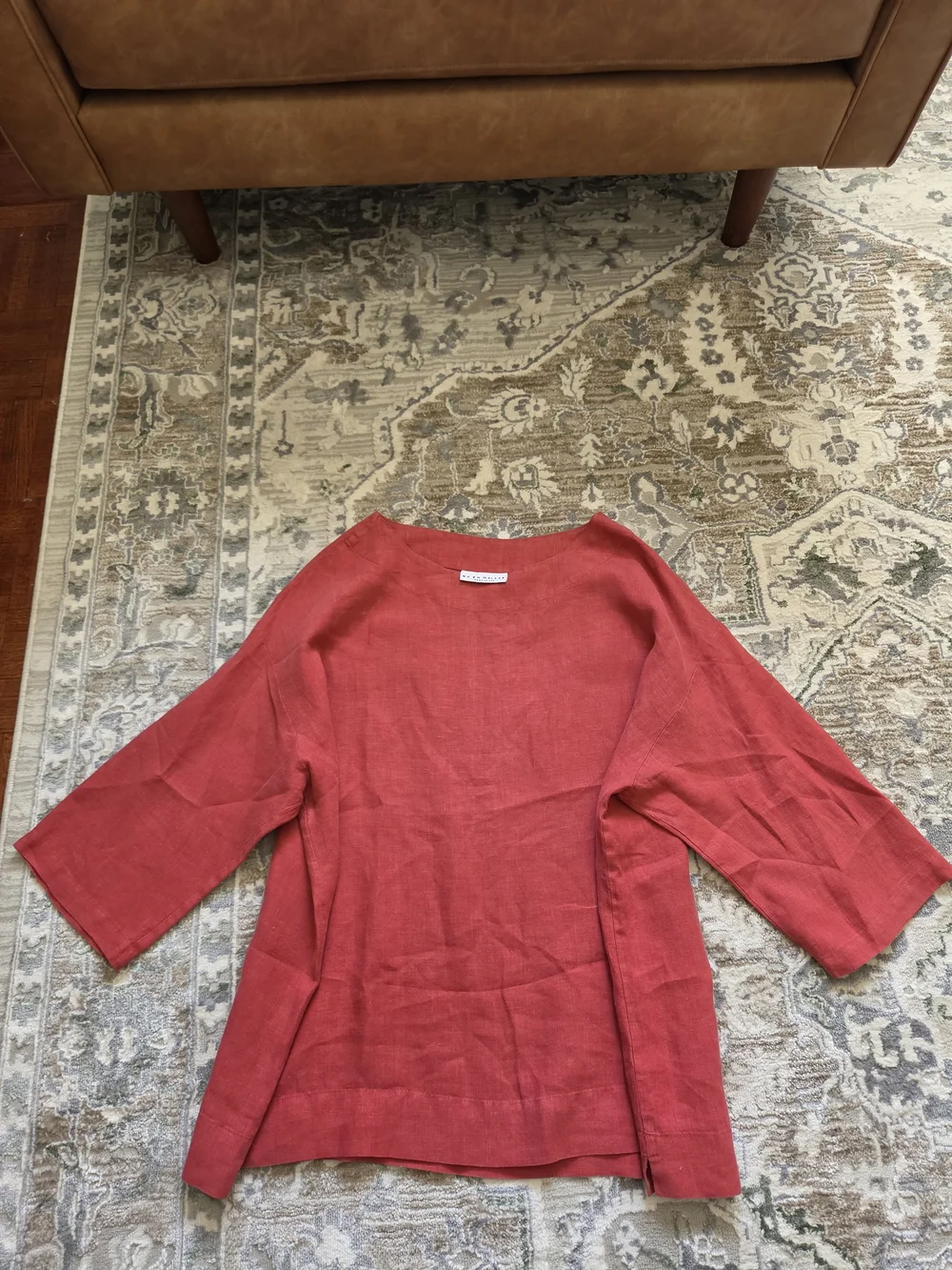 bryn Walker Rooibos Orange Linen Tunic Top XS